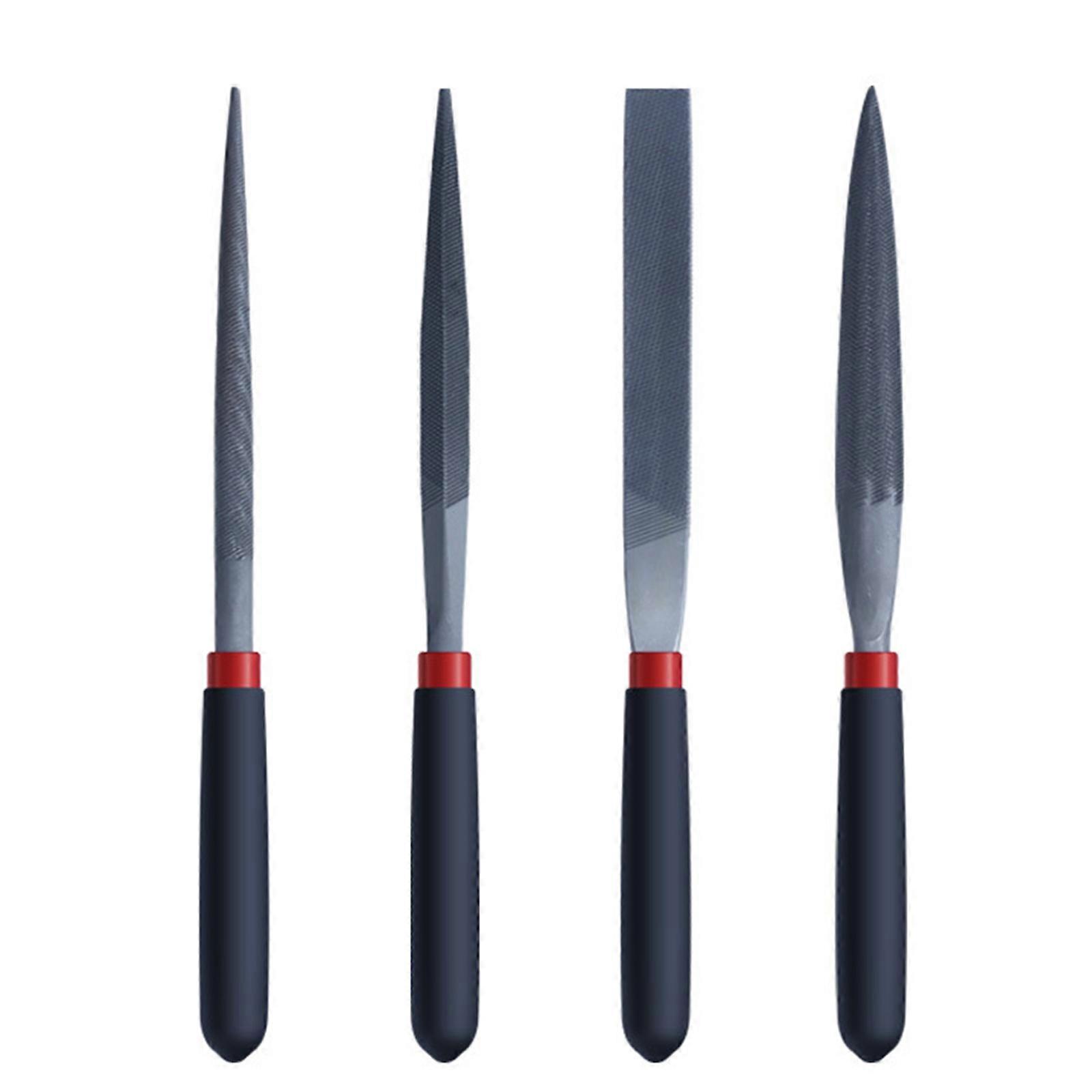 4Pcs Professional Portable File Tool Set Featuring Round Flat Half Round Triangle Shape Metal Wood Carving Tool Multicolor