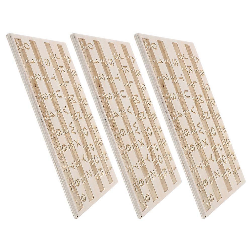 Braille Alphabet Board Wooden Board for Blind Learning 3Pcs Set