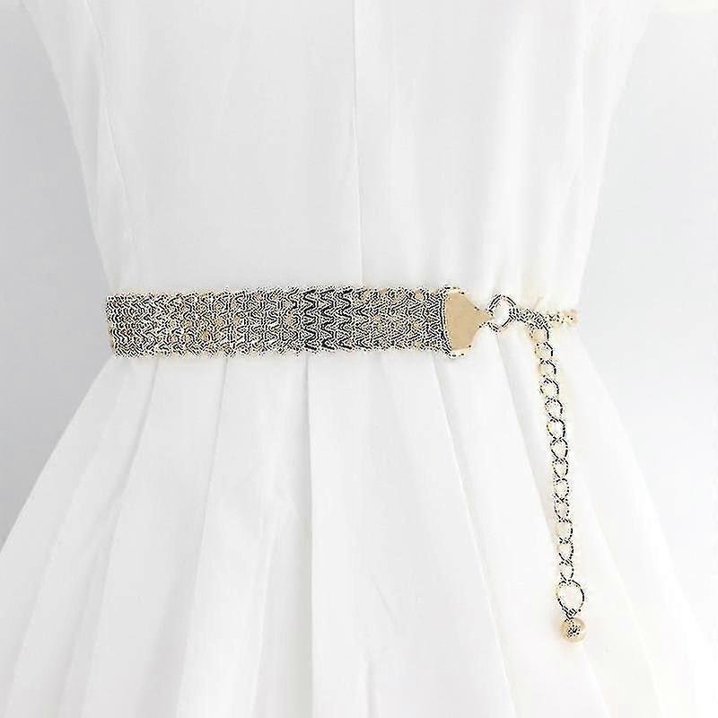 حزام سلسلة بسيط أنيق للنساء، حزام ذهبي عالي الخصر، حزام خصر لحفلات المجوهرات والفساتين، حزام سلسلة معدني