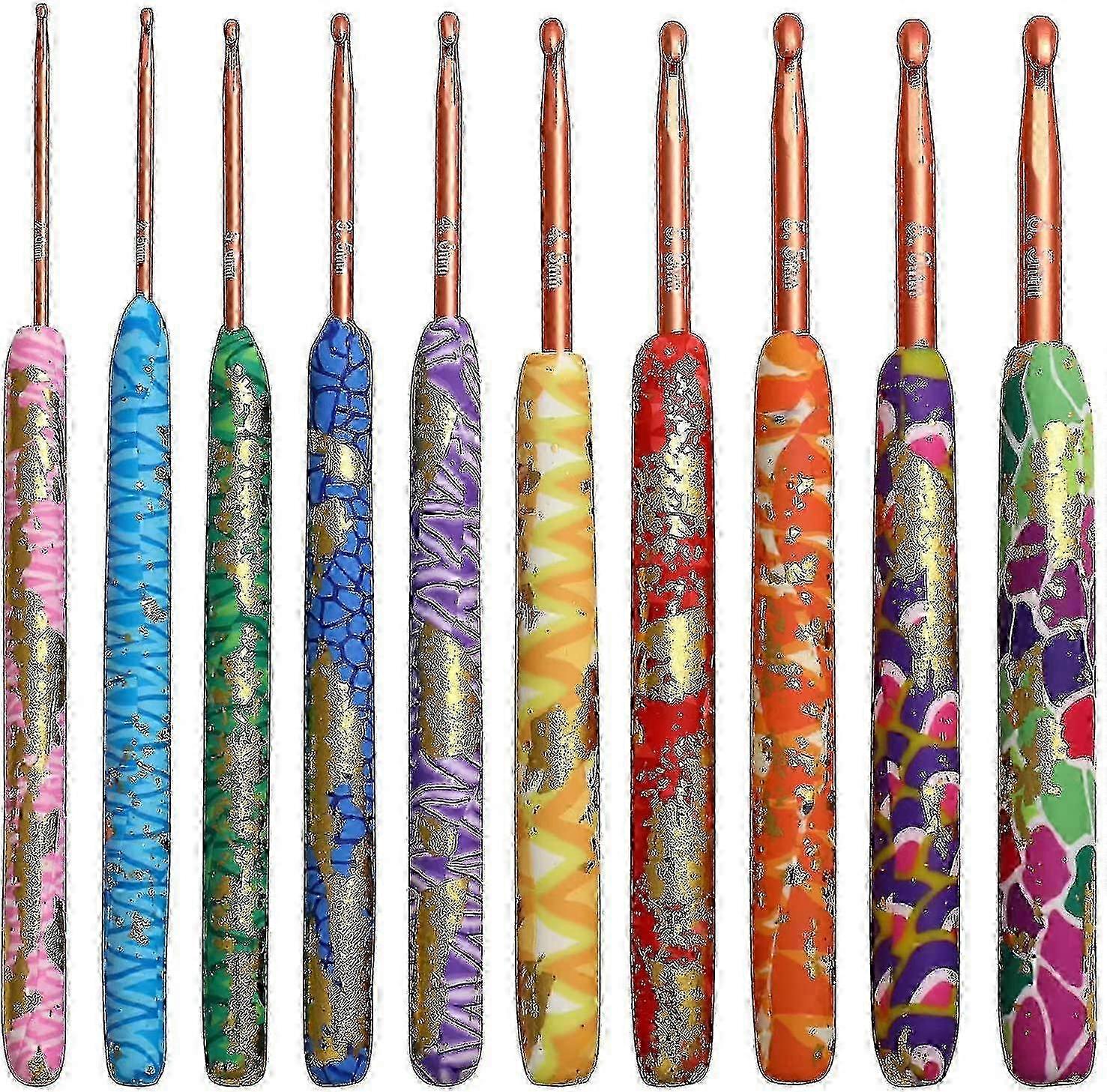 f Crochet Hook Sets For Beginners, Pretty Crochet Hooks Soft Grip For Arthritic Hands, Ergonomic Handle Handcrafted Clay Crochet Hooks K