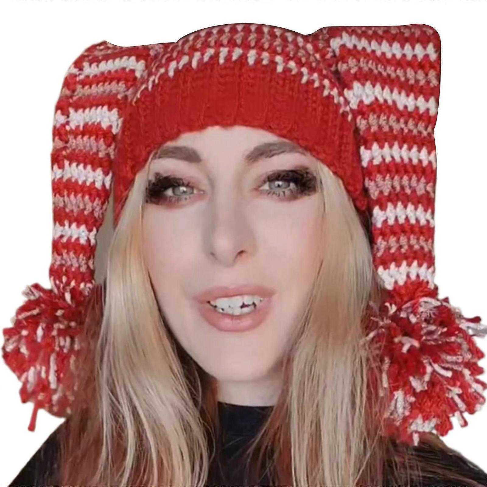 כובע ליצן גדול במיוחד לליל כל הקדושים קישוטי מסיבת החורף לשנה החדשה מופעי במה חגיגית אוזן ארוכה כיסוי ראש חמוד אדום