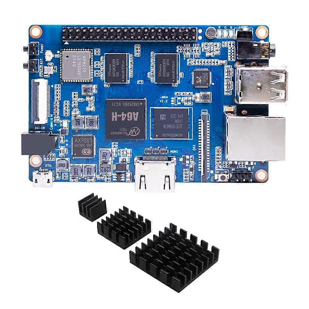 For Banana Pi BPI-M64 Development Board&Heat Sink A64 2GB DDR3 8G EMMC 1000Mbps WiFi&BT Support for Linux Raspberry Pi