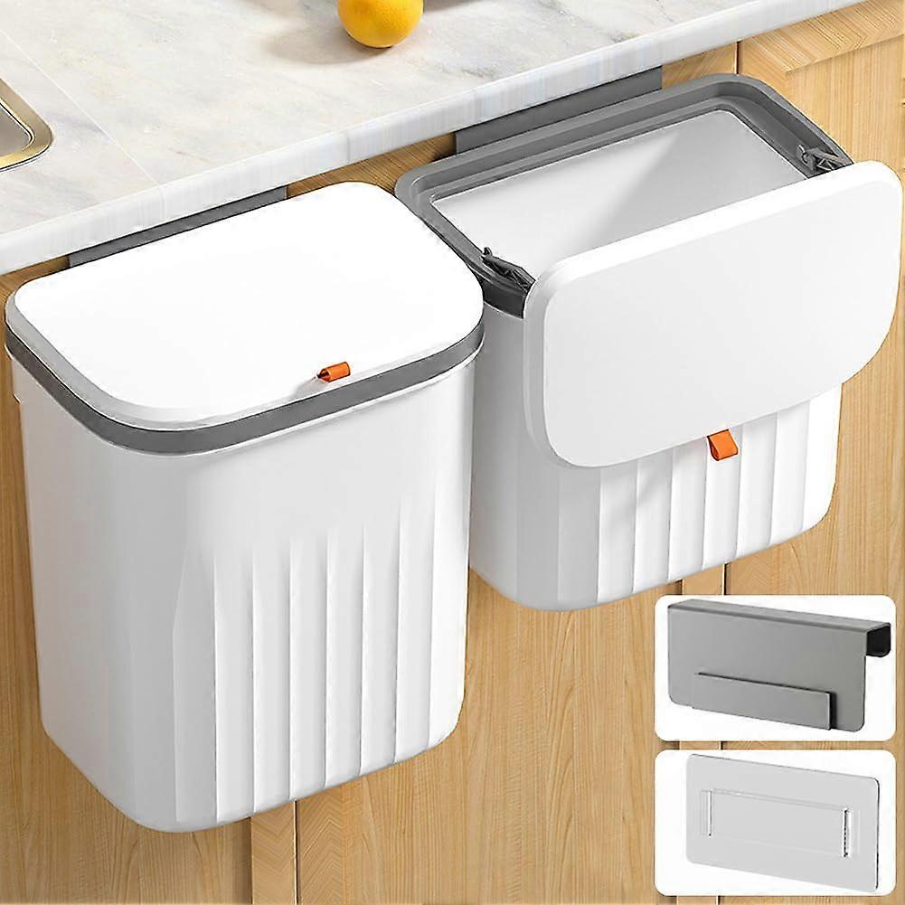 Kitchen Compost Bin 2 Pack with Lid, Wall Mounted Plastic Trash Can for Countertop or Under Sink