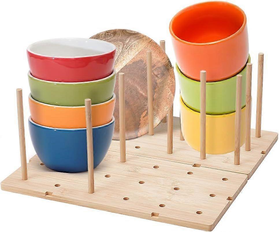 2 Pcs PegBoard Drawer Organizer 11.8x5.9 Inch Bamboo Wood Peg Board System with 24 Pcs Pegs Peg Drawer Organizers for Dishes Plate Pot Container Cookw