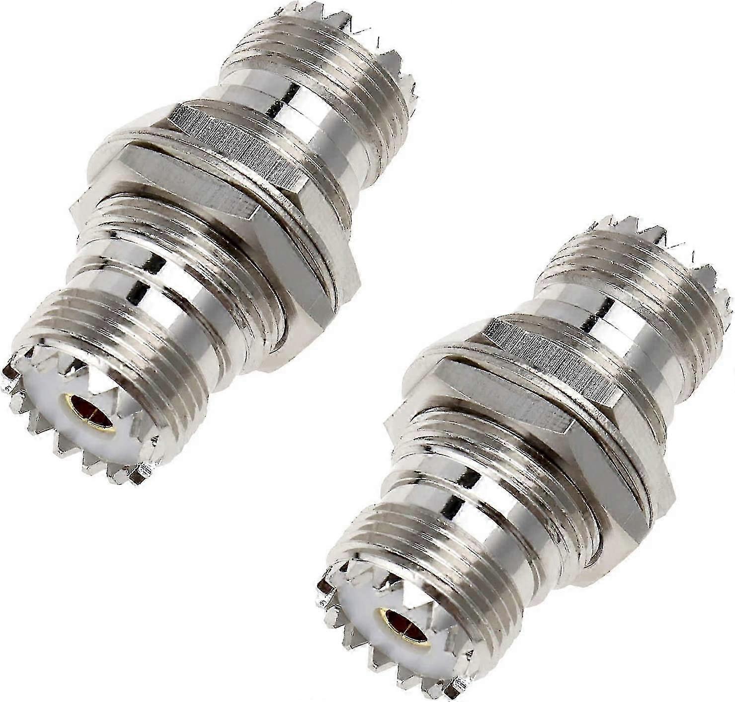 UHF Coaxial RF Plug Socket Connector with Nut & Washer, Silver (2-Pack)