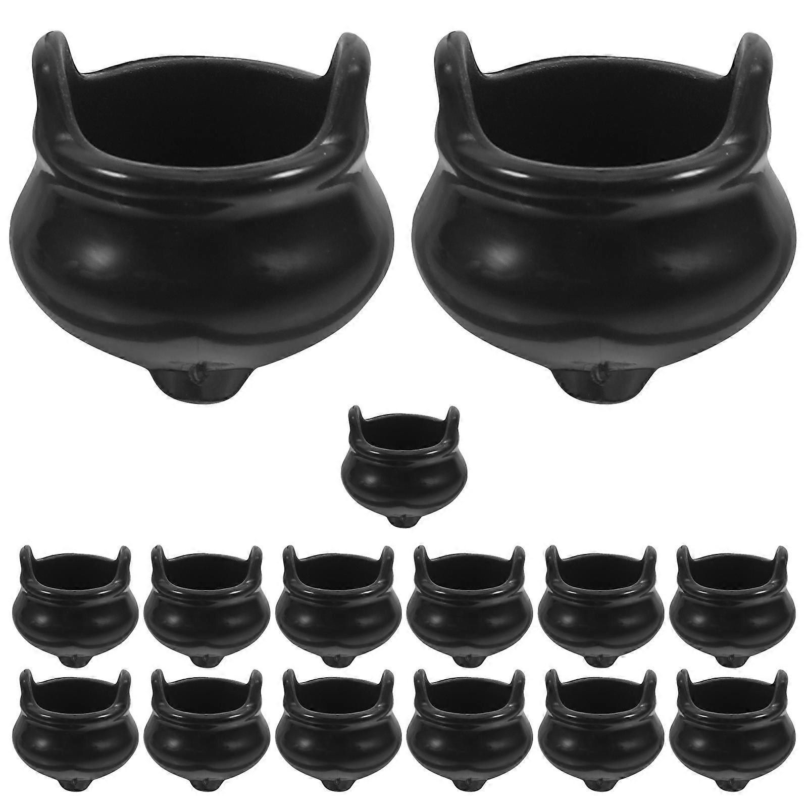 Micro-landscape Design Tiny Cauldrons For Special Occasions Black Color Plastic 15Pcs
