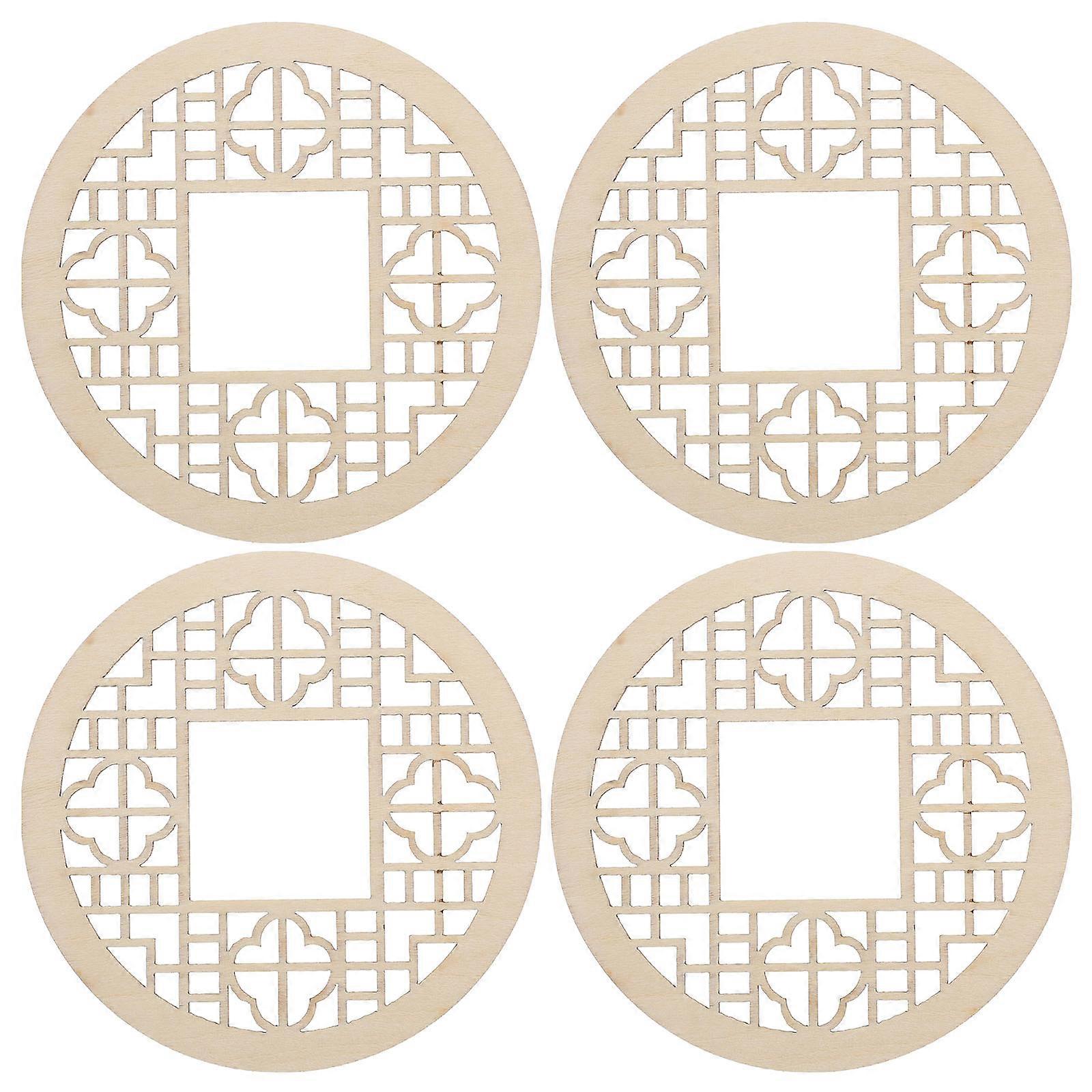 Miniature Window 4Pcs Wooden Chinese Window Model for Decoration