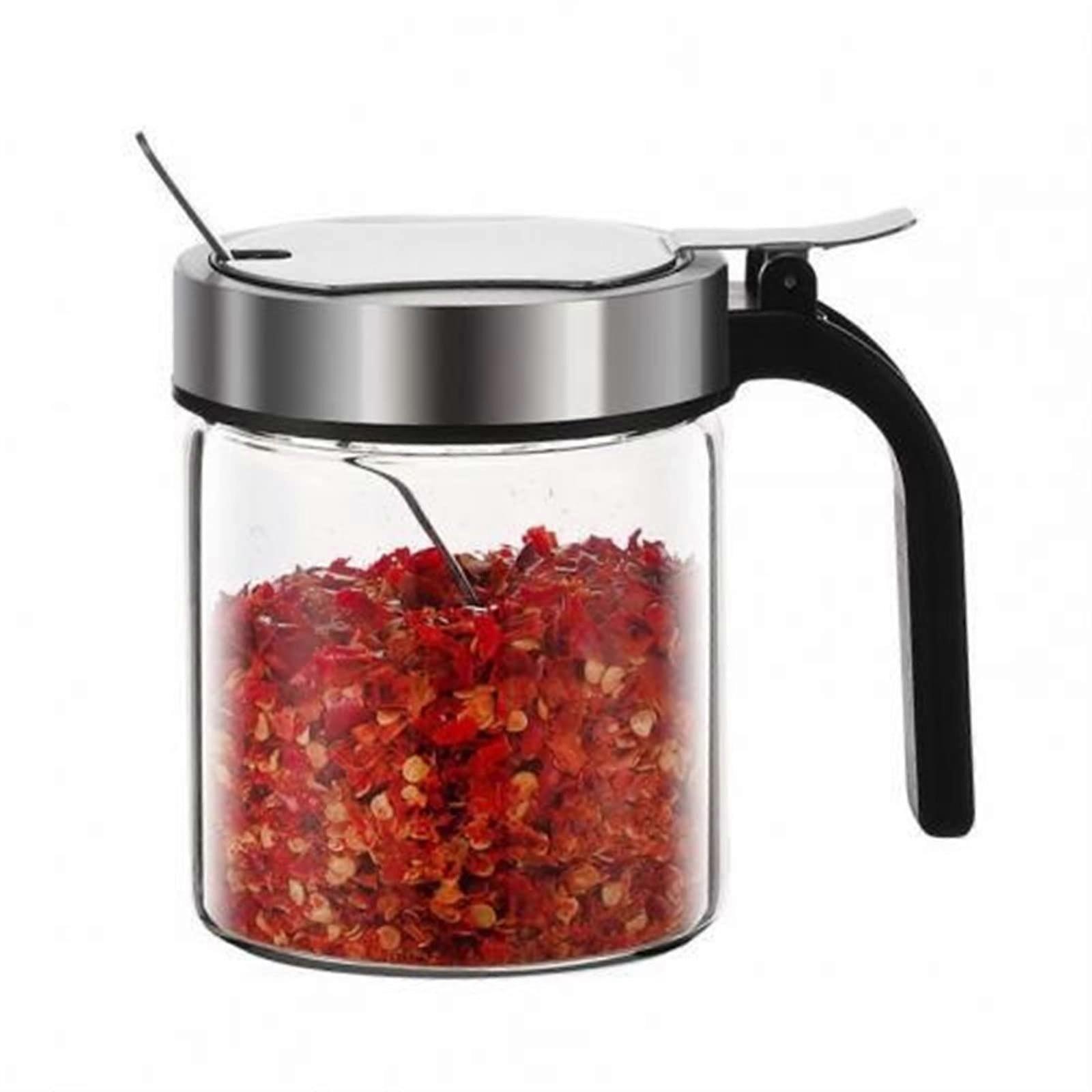 Sugar Bowl with Moisture Proof Seal, Large Capacity Spice Jar, Heat Resistant and Easy to Clean