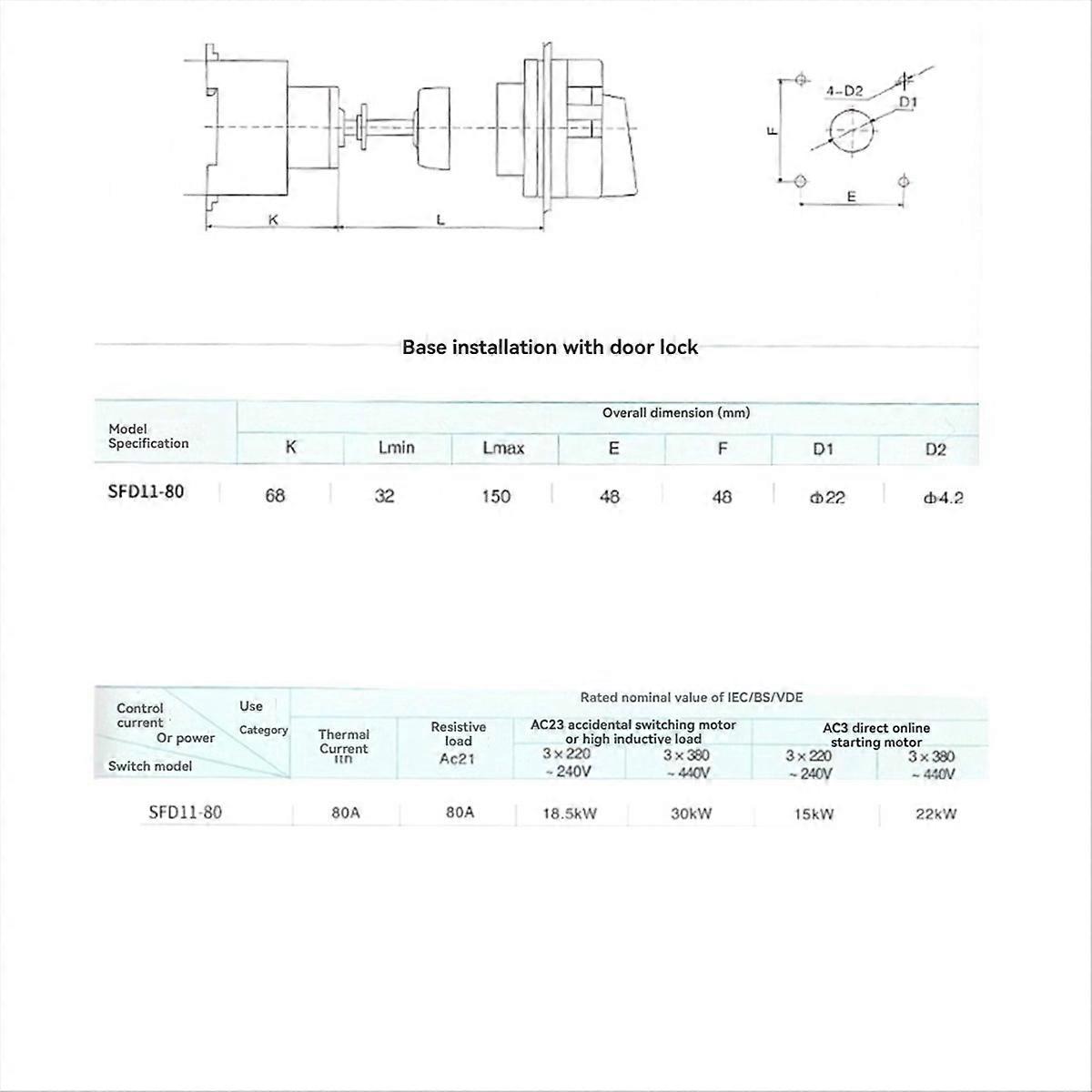 SFD11-80A with Extension Pole Isolator Switch Pad-Lock Power Rail