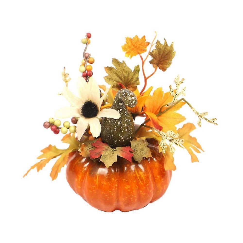 Artificial Mini Pumpkins Fall Wreath with Orange Foam for Halloween Autumn Harvest Home Table Decor