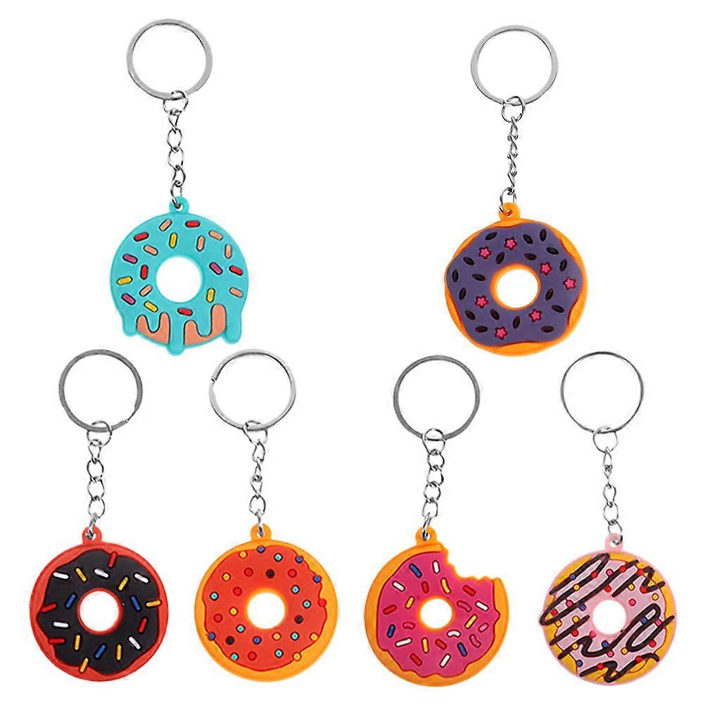 6pcs Simulation Doughnut Keychain Bag Hanging Charm Doughnut Design Pendant