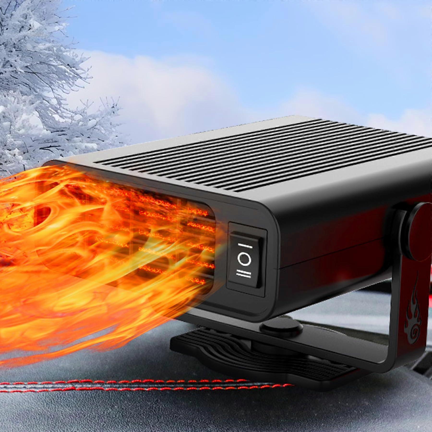 12V Car Heater and Defroster 200W Rapid Heating Cooling Fan with 360° Rotation for Winter Driving