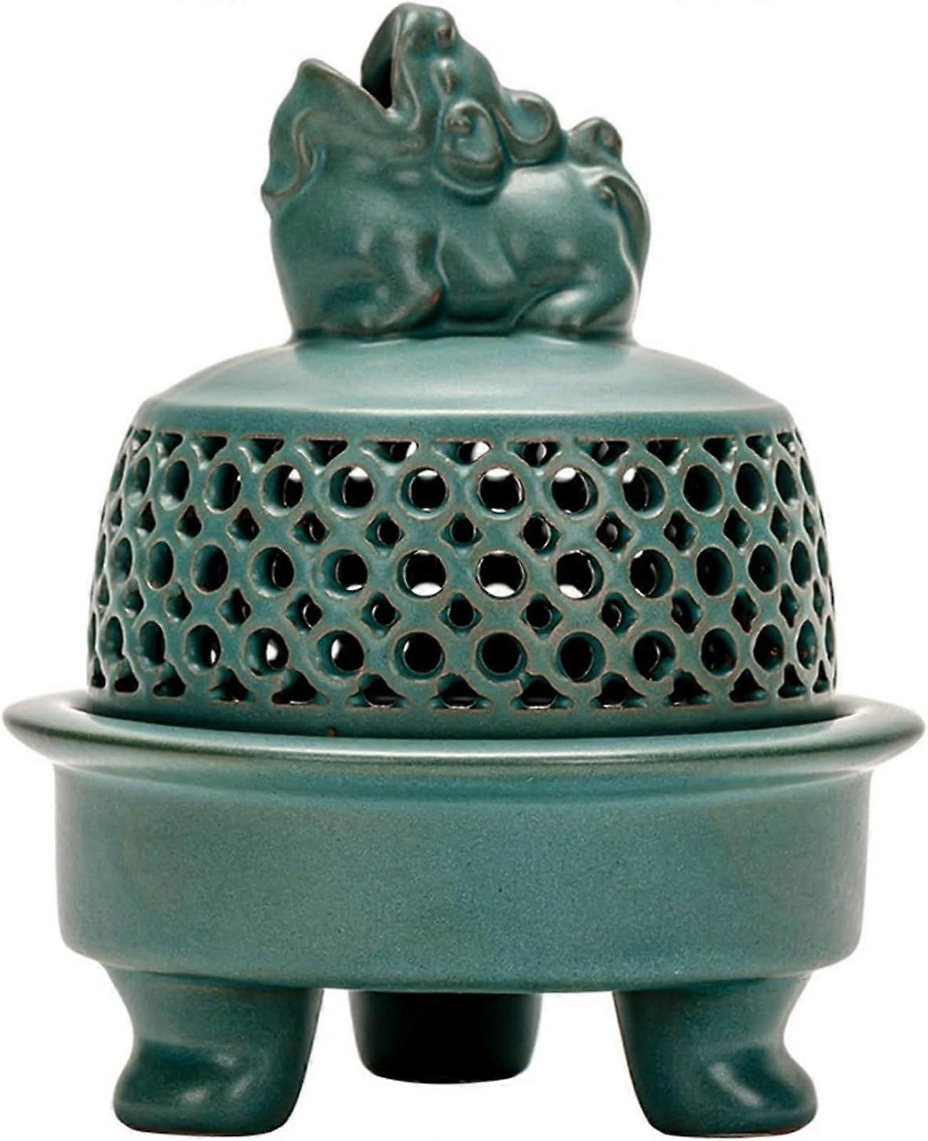 Garlic Keeper with Smart Airflow Ventilation, Ceramic Storage Jar for Countertop, Green Farmhouse Design