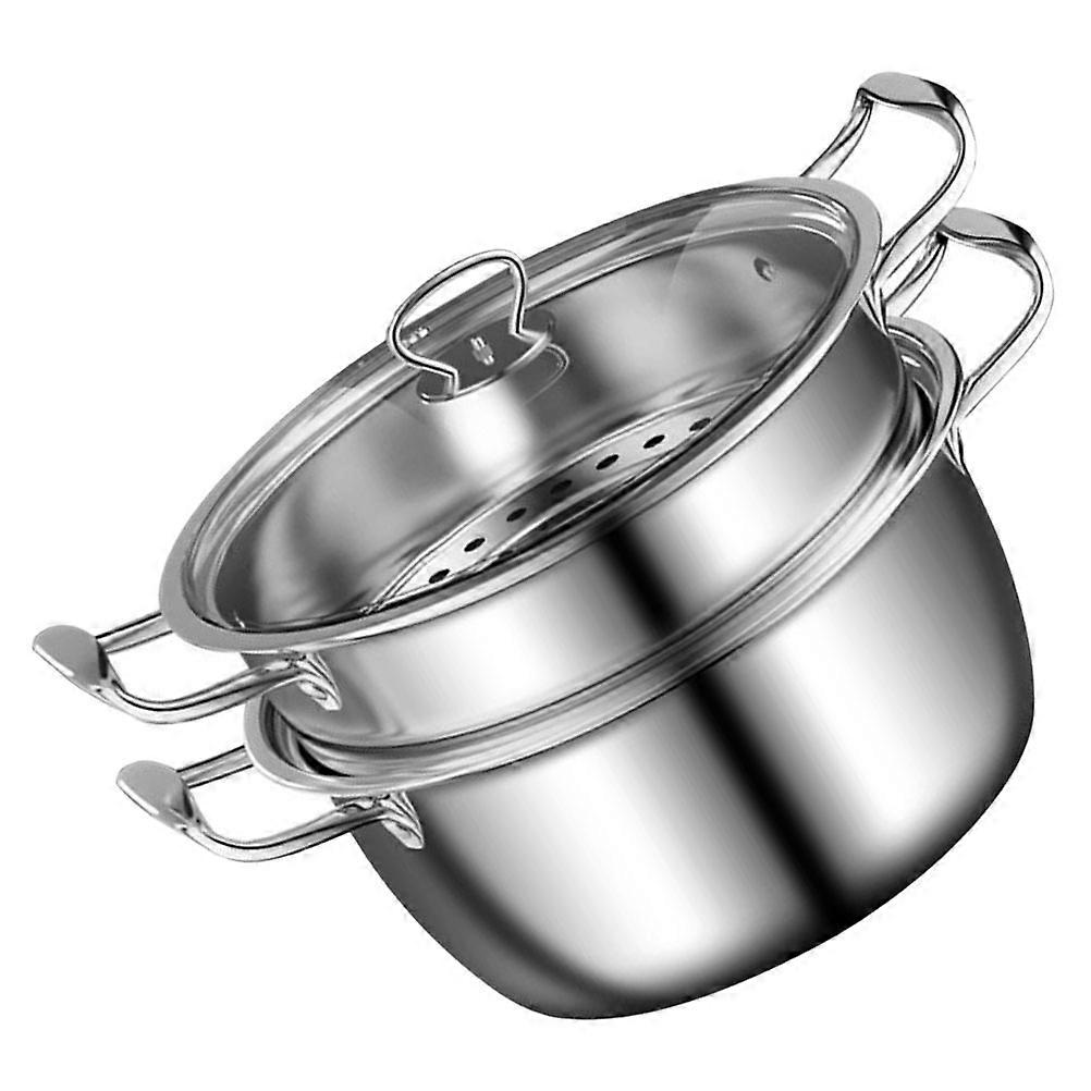Silver Stainless Steel Steamer Pot for Cooking Multi-Functional