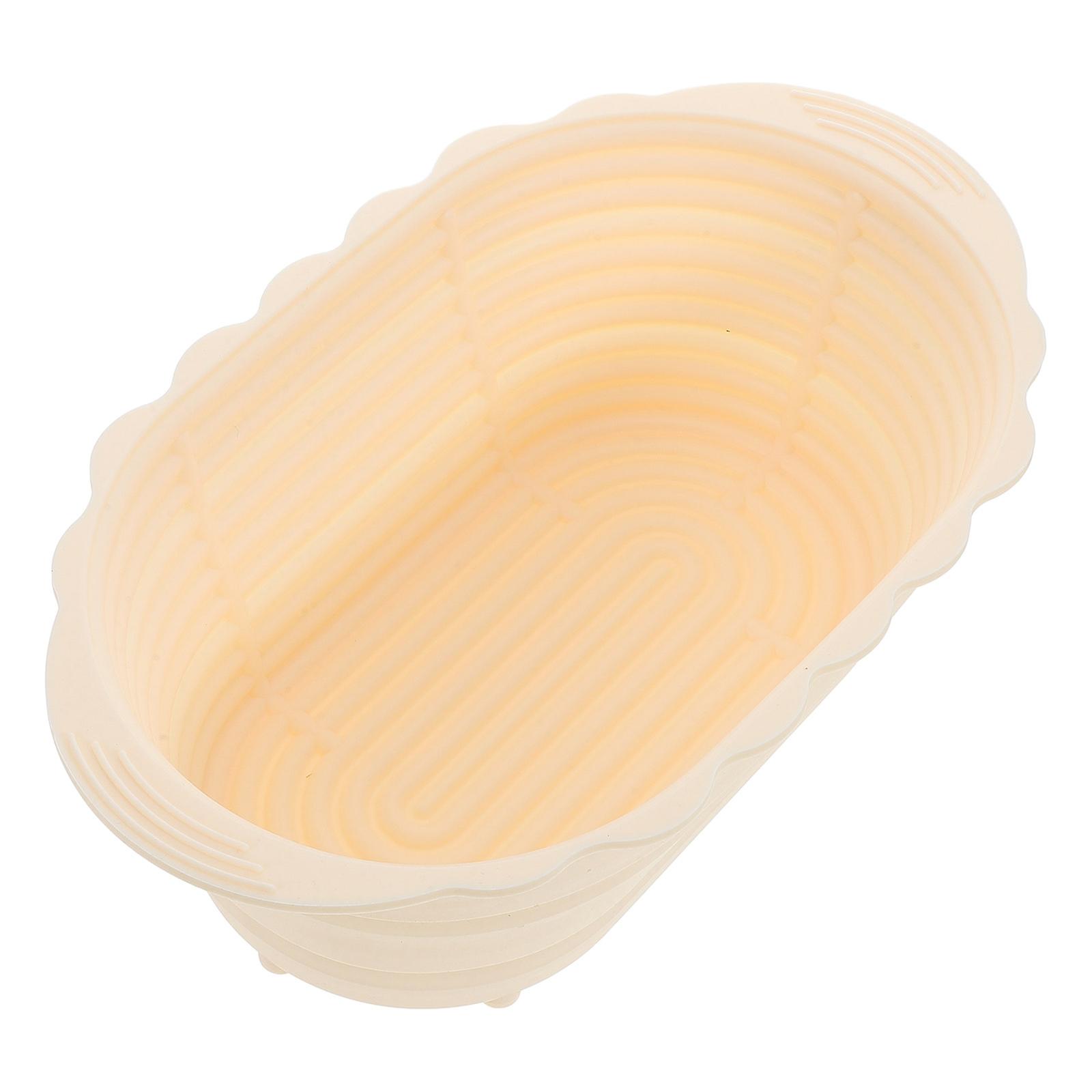 Beige Silicone Oval Bread Proofing Basket for Kitchen Use Foldable Design Large Capacity