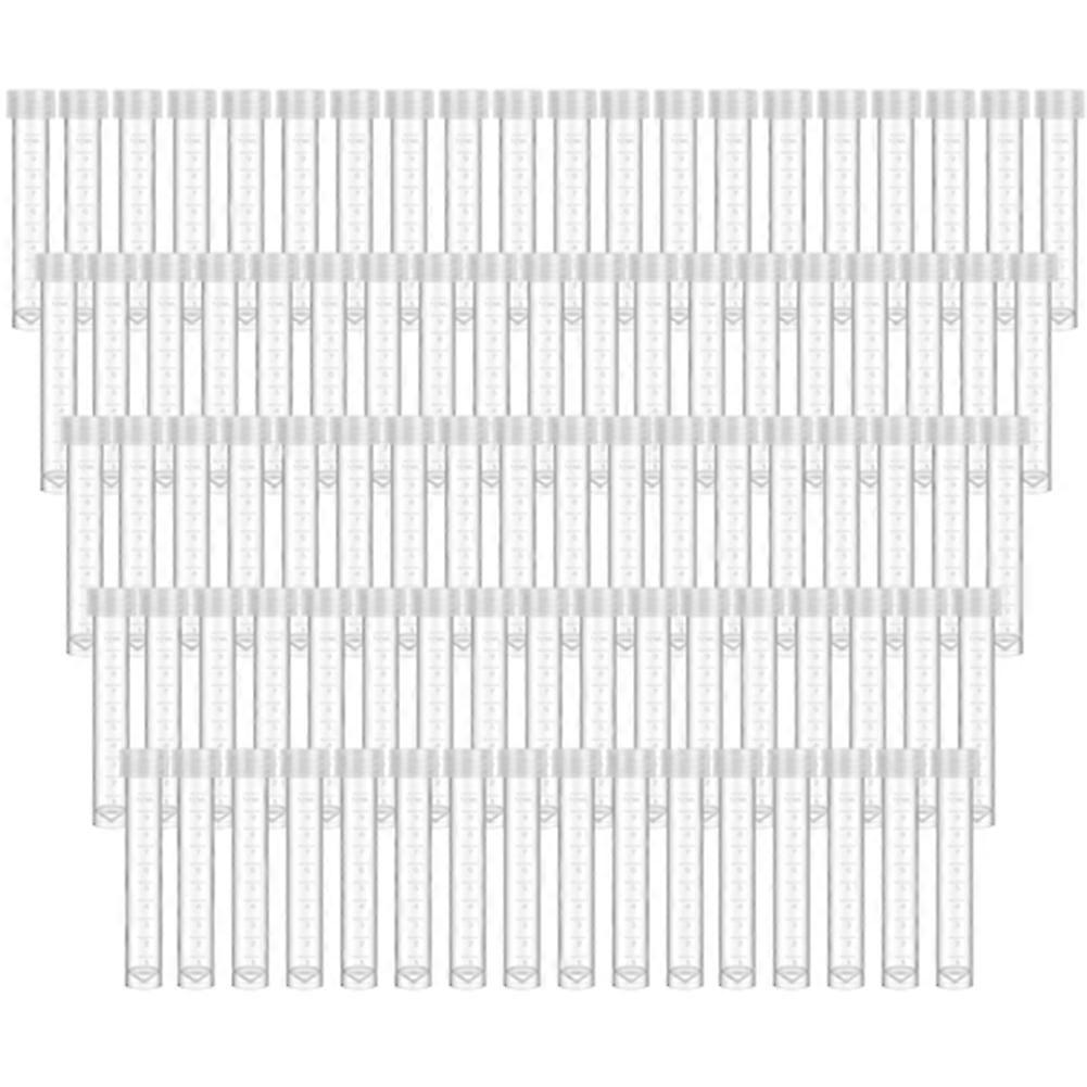 100 Pcs 10Ml Plastic Test Tubes with Lids Vial Seal Cap Container Small Storage Tubes with Caps Clear Test Lab Tubes