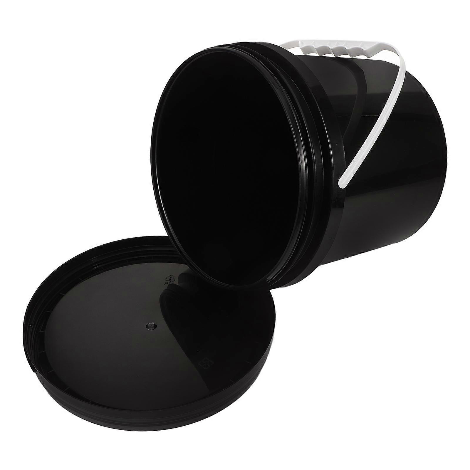 Round Black Bucket with Lid for Storage Featuring Ergonomic Handle and Wide Mouth Design 1 Gallon