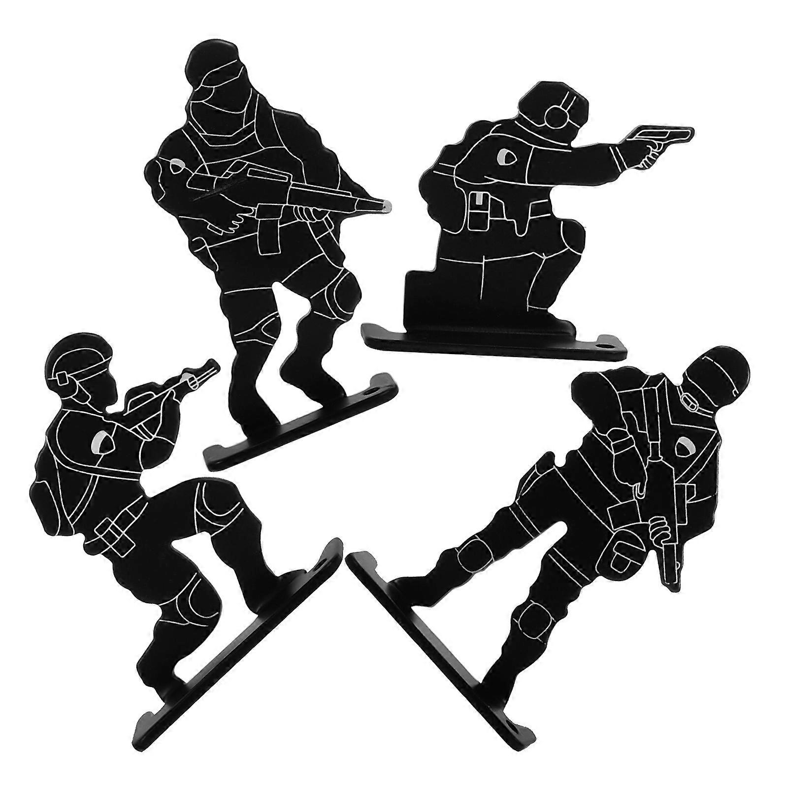 Metal Humanoid Targets for Shooting Training with 4Pcs Set Black