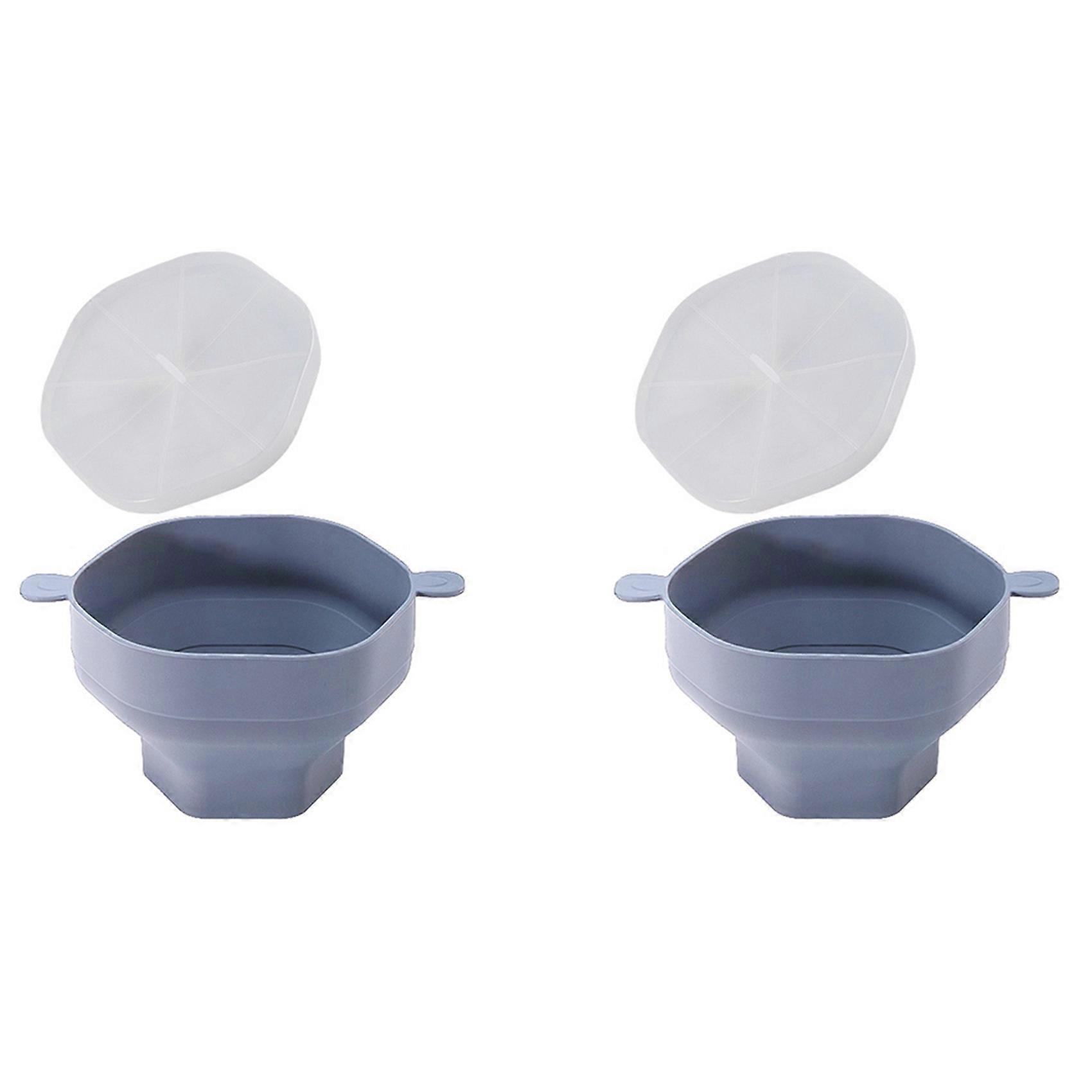 2X Silicone Microwave Popcorn Bowl Foldable Popcorn Maker Bucket Bowl with Lid Folding Popcorn Kitchen Baking Tool Gray