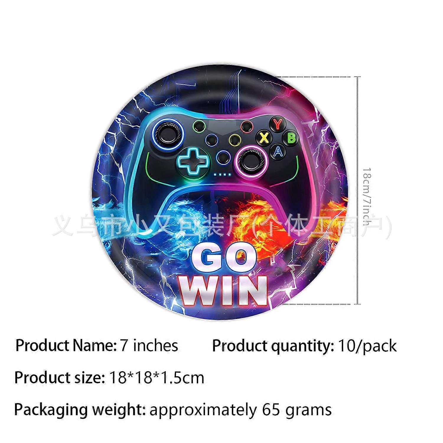 New Purple Game Console Controller GAME ON Theme Birthday Party Paper Plate, Paper Cup, Paper Napkins, Tablecloth Set