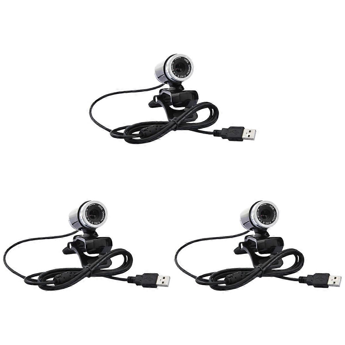 3pcs 8.0MP Computer Webcam PC Web Cam Durable Laptop Camera PC Desktop Laptop Camera With Microphone (Black)