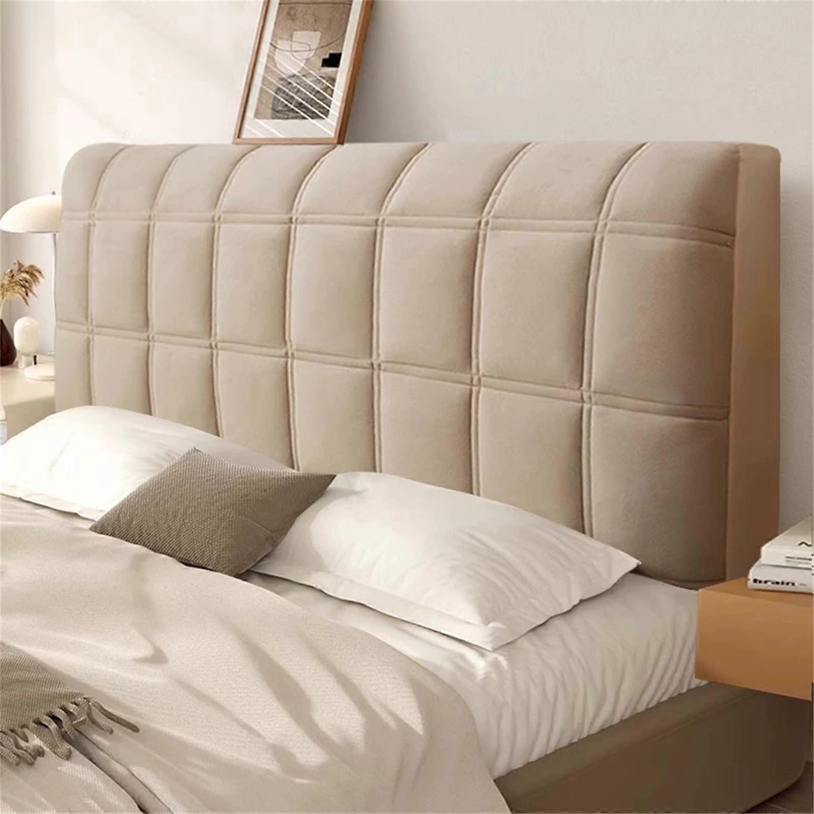 Headboard Cover Light Brown 160cm Stretchable Dustproof Protector for Single Double King Bed