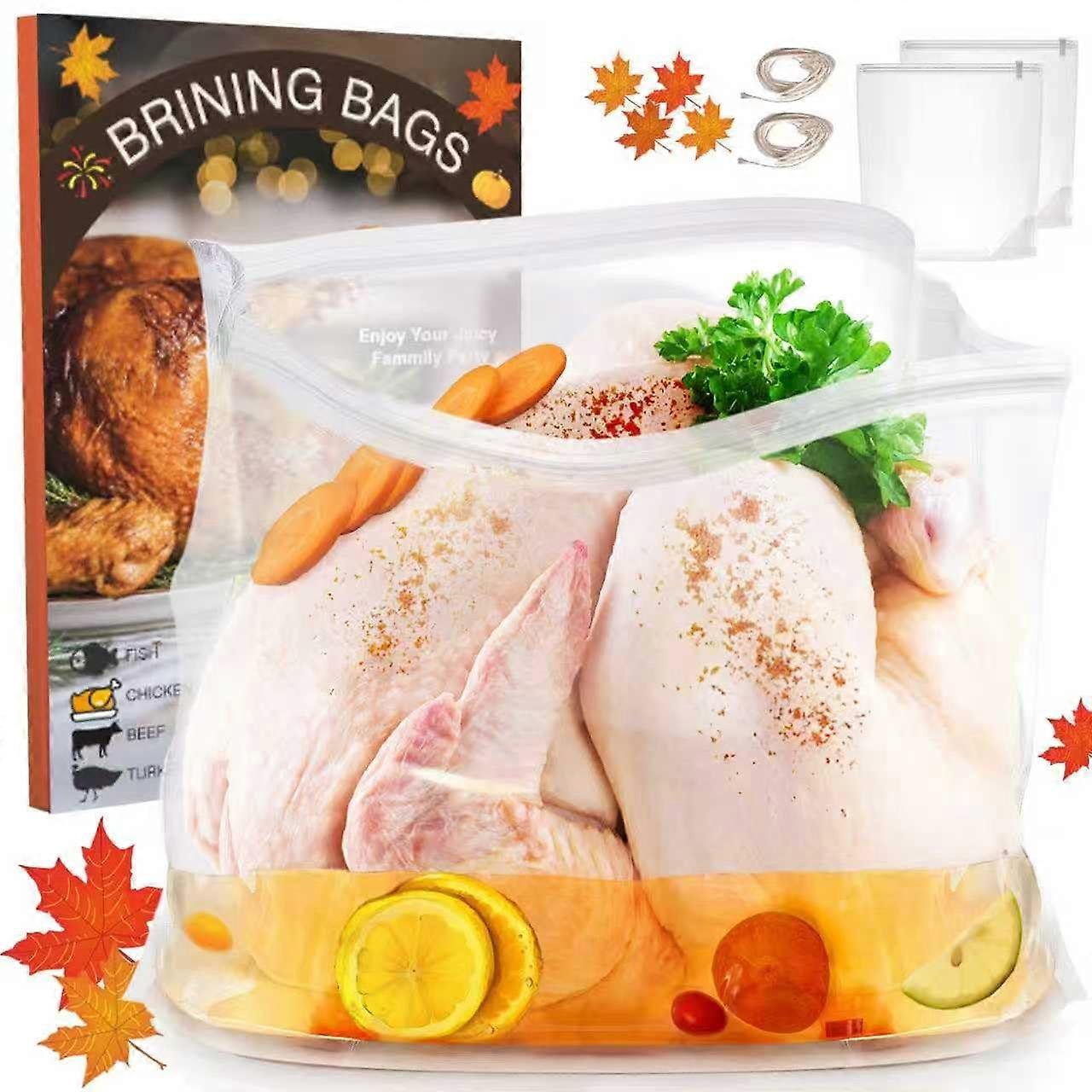Extra Large Turkey Brining Bag 35lb Capacity, LeakResistant Double Seal, 2 Pack BPA