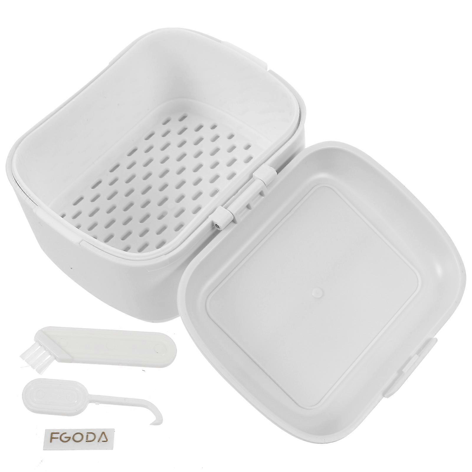 Denture Bath Case Orthodontic Retainer Case for Storage Use 1 White