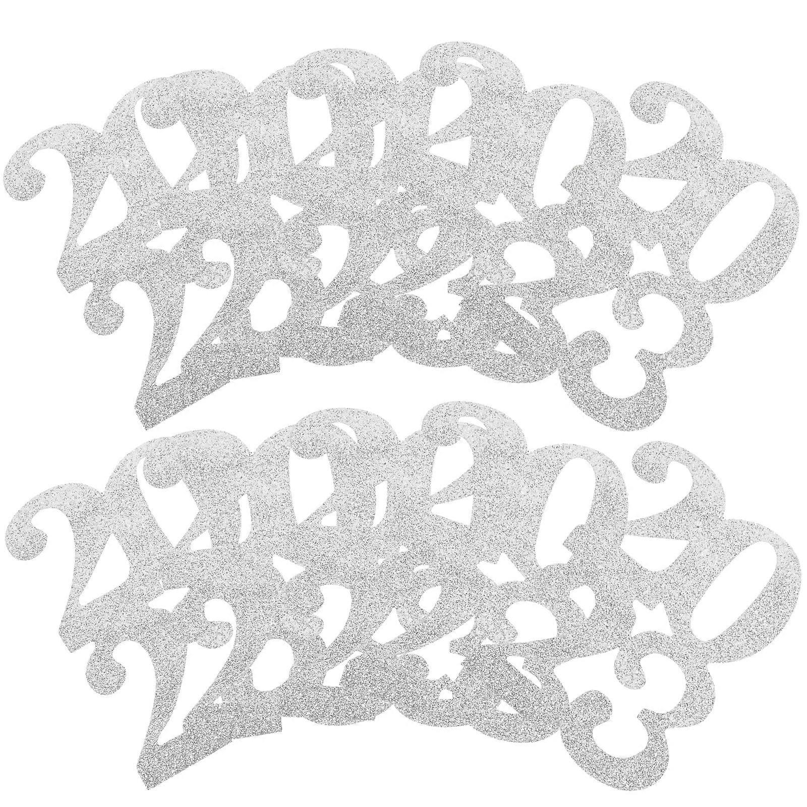 48Pcs 2023 Graduation Tags for Decor Silver Glitter Cutouts