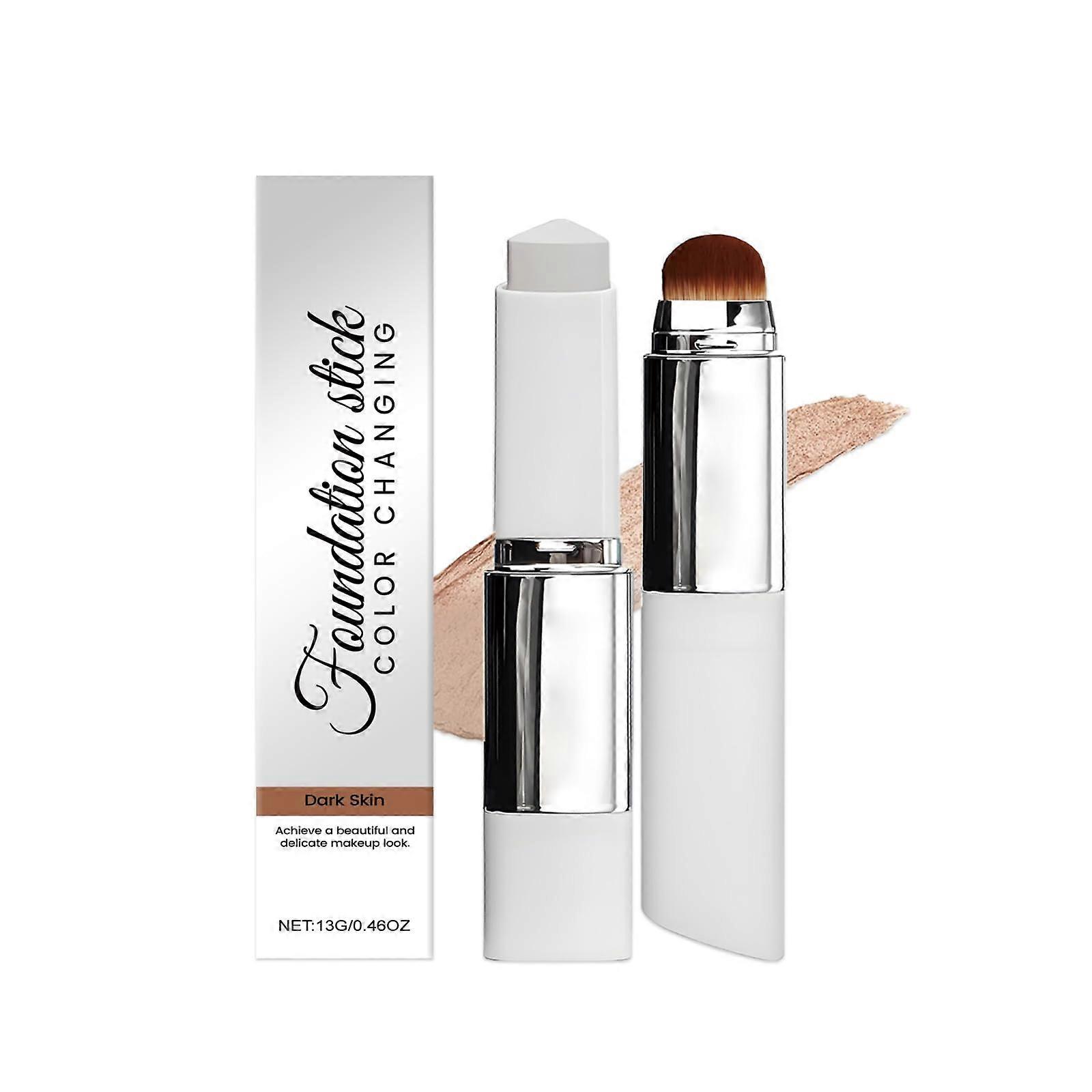 Color Changing Foundation Stick for Dark Skin with Concealer, Buildable Full Coverage Matte Finish
