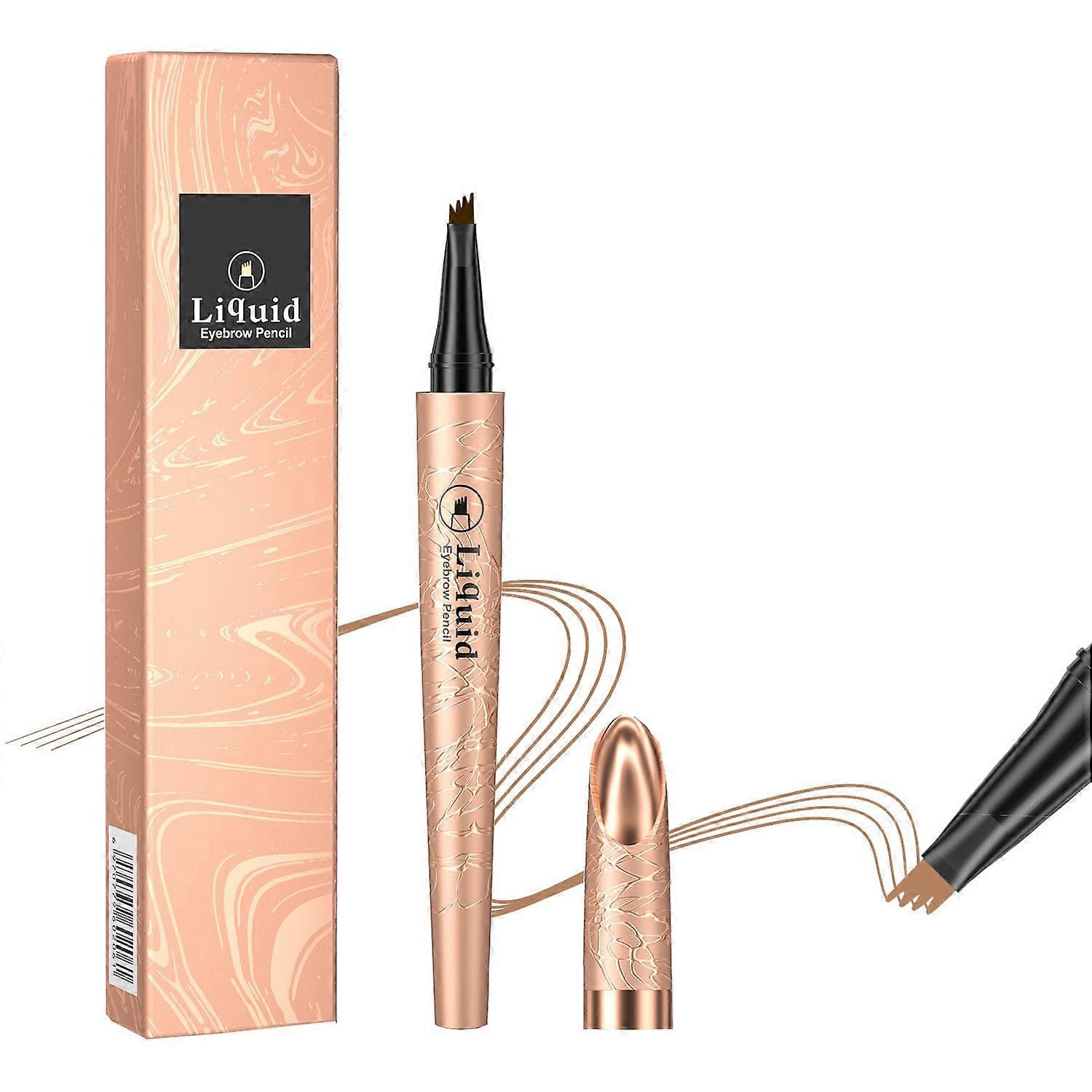 Microblading Eyebrow Pen Waterproof Long Lasting 4 Fork Tip for Natural Looking Brows Dark Chestnut