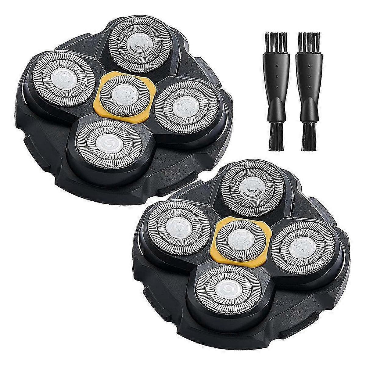 2PCS Titanium Head Shaver Replacement Heads with 2 Cleaning Brushes-mc