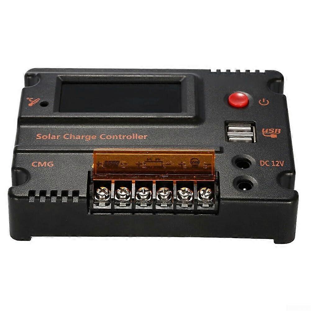 Solar Charge Controller 12V 24V 10A with LCD Display USB Output and Temperature Compensation for Battery and Lighting