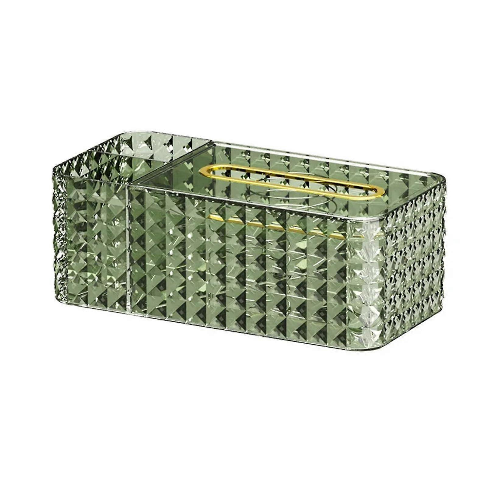 Multifunctional Tissue Box Holder with Remote Control Organizer for Living Room Coffee Table Green