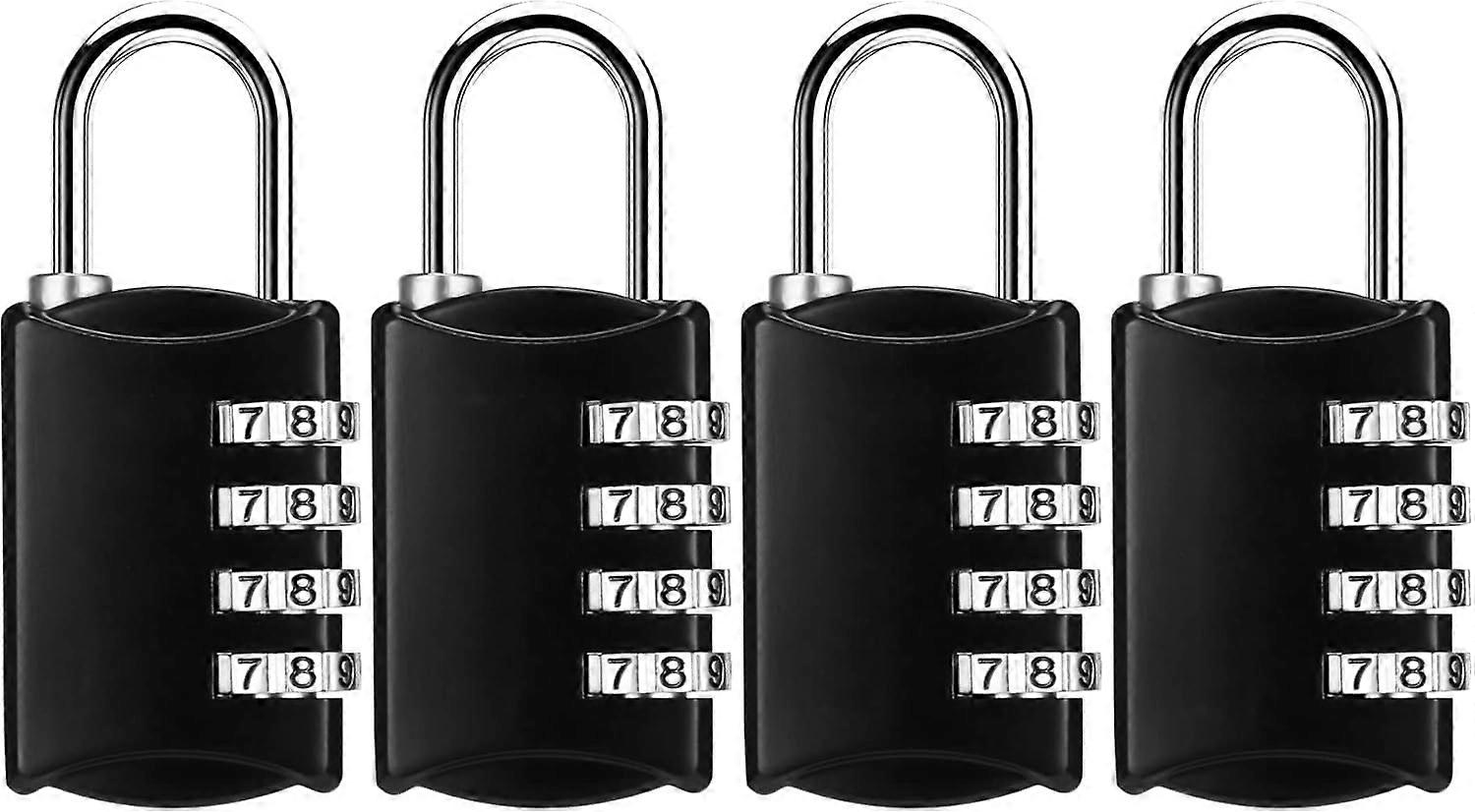 4 Pack Small Combination Padlocks with Code, 30mm Suitcase Locks with 3mm Shackle, Security Combination Lock for School Gym Luggage - Black
