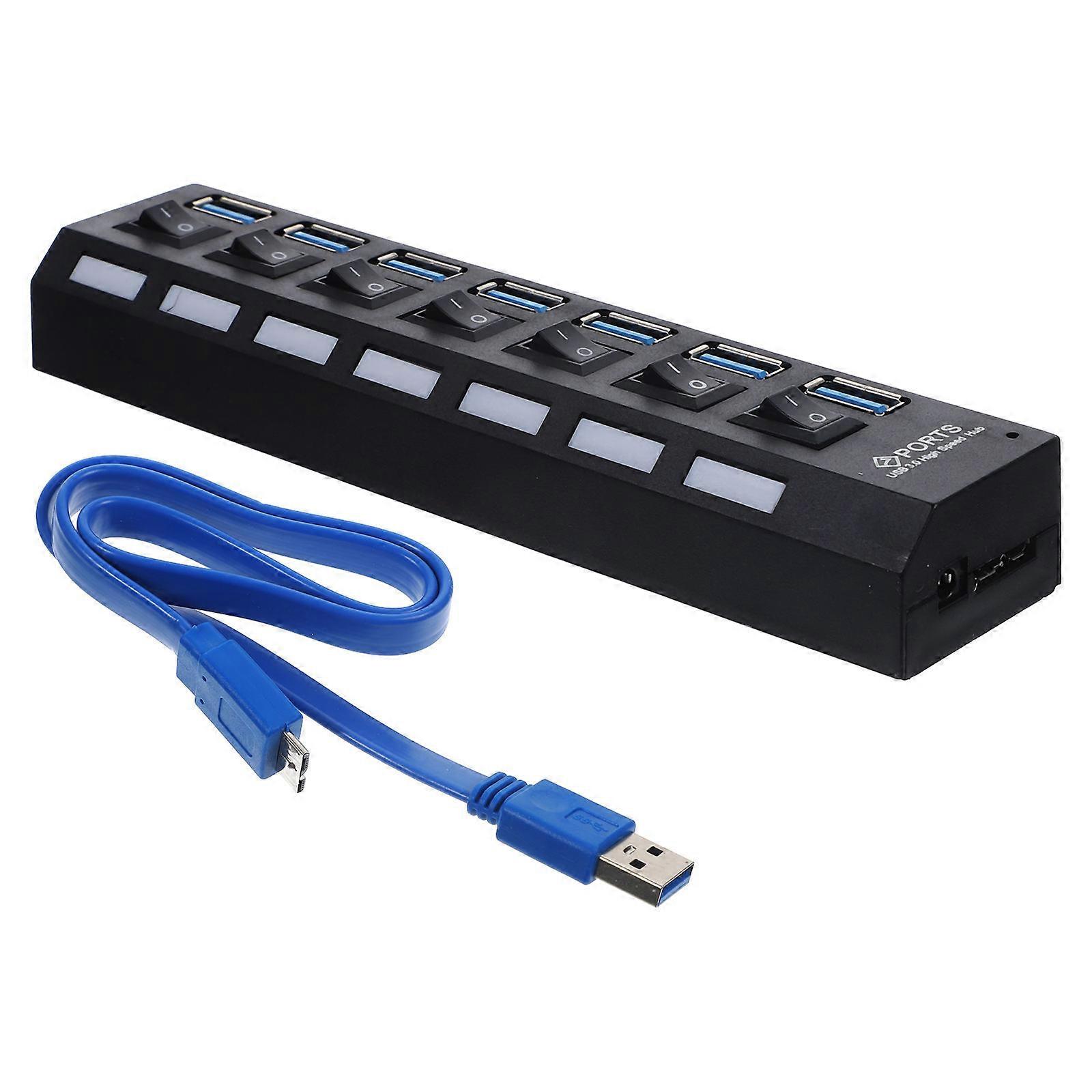USB Hub 3.0 7-Port Hub with LED Indicator for Convenient Device Connection
