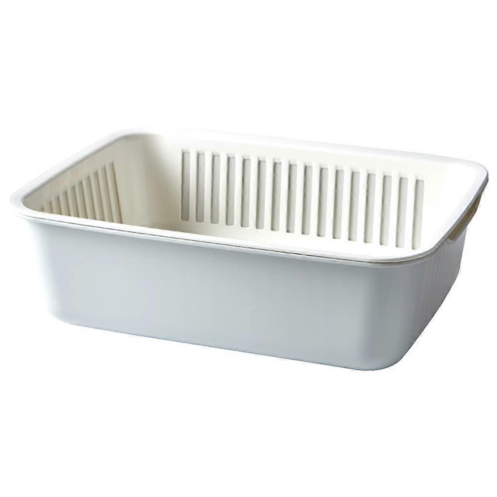 2 in 1 Kitchen Strainer Colander Set Double Layer Vegetable and Fruit Washing Bowl Grey