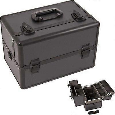 Professional Makeup Train Case with Dividers Black Dot Pattern Durable Travel Organizer