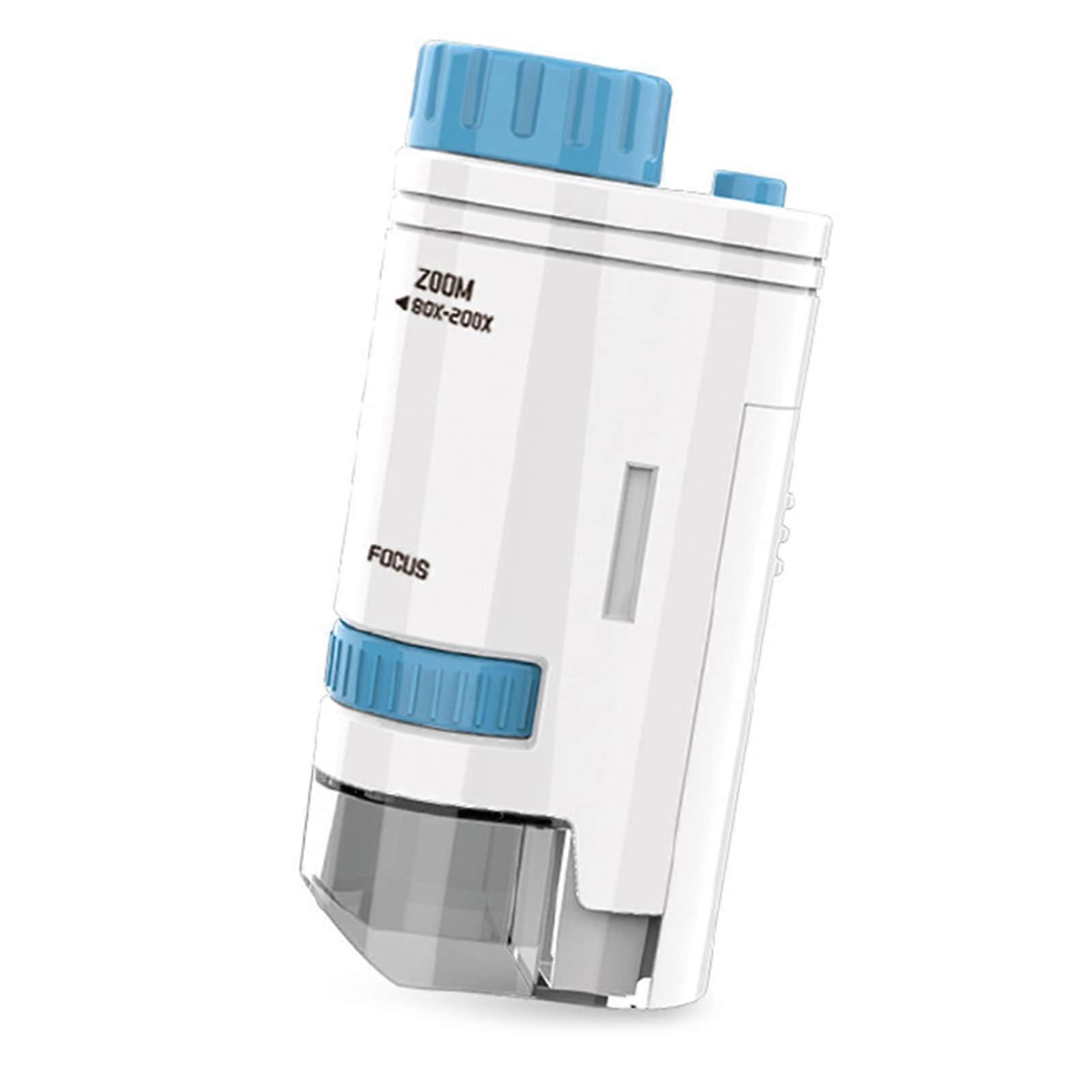 Kids Microscope 2 in 1 Handheld and Desktop Design with LED Light for Science Learning Blue A