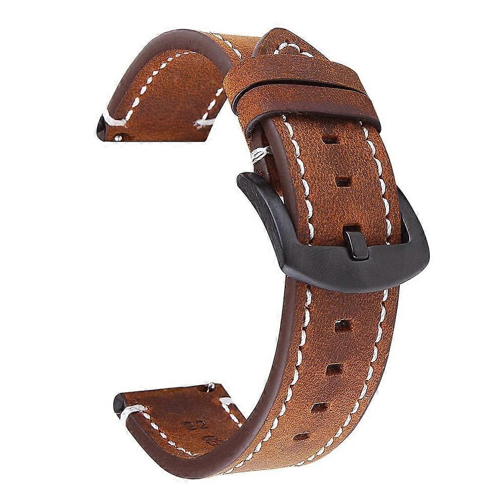 Dark Brown Leather Strap Quick Release Replacement Adjustable Watch Band for Garmin Forerunner 245