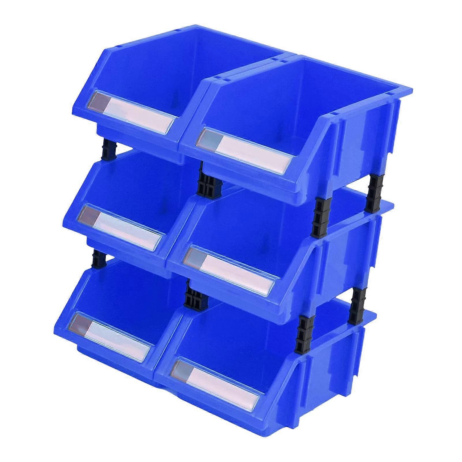 Storage Bins Set for Garage Organizer, Stackable Plastic Hardware Bins with Modular Design, Blue