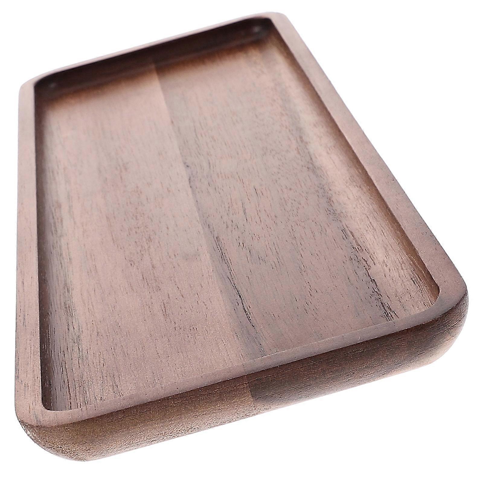 Dark Brown Rectangular Tea Tray Wooden Serving Tray for Home Use
