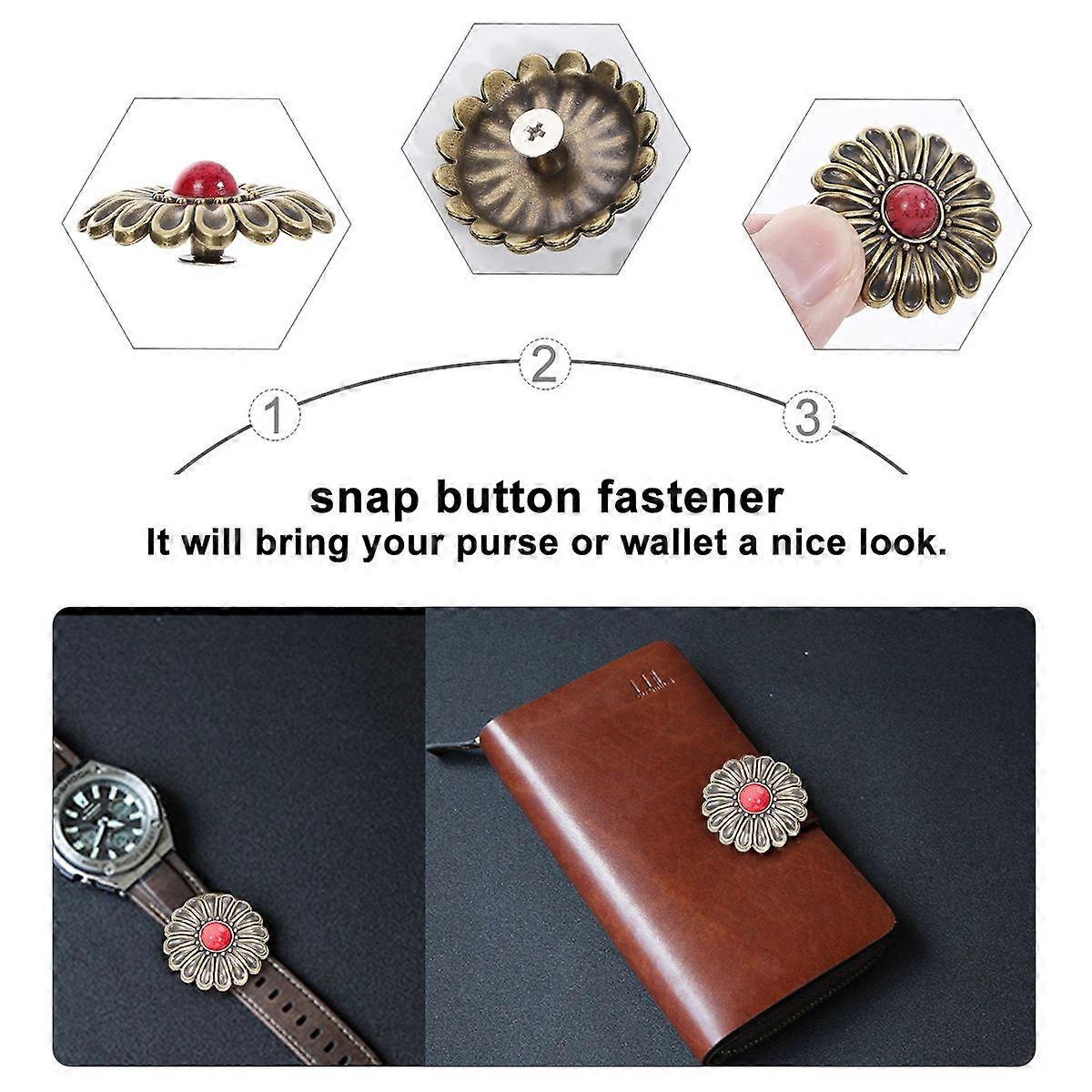 Metal Snap Button Kit Diy Purse Snap Fastener Chrysanthemum Shape 3PCS