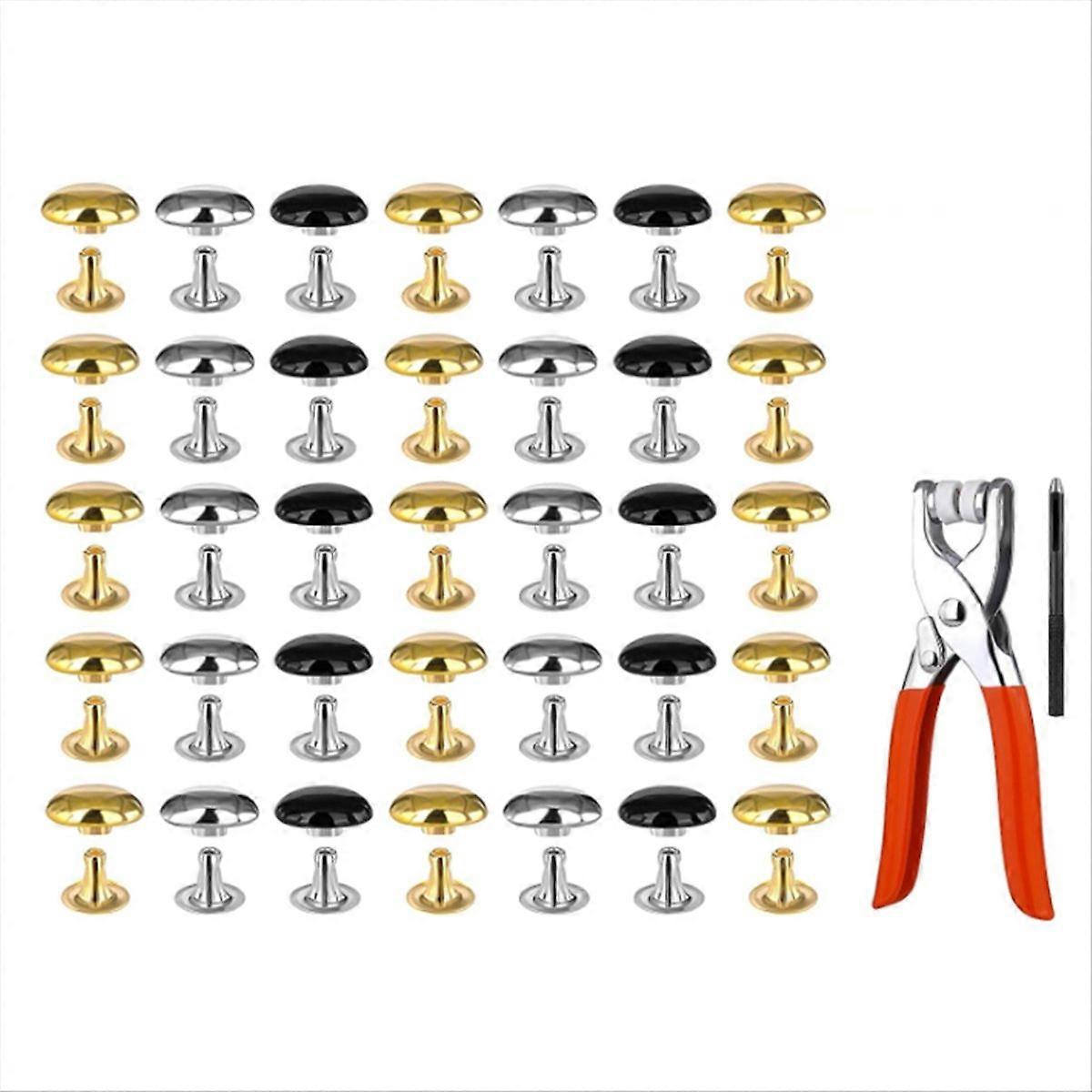 180 Sets Leather Rivets, 8mm Double Round Cap Leather Rivets