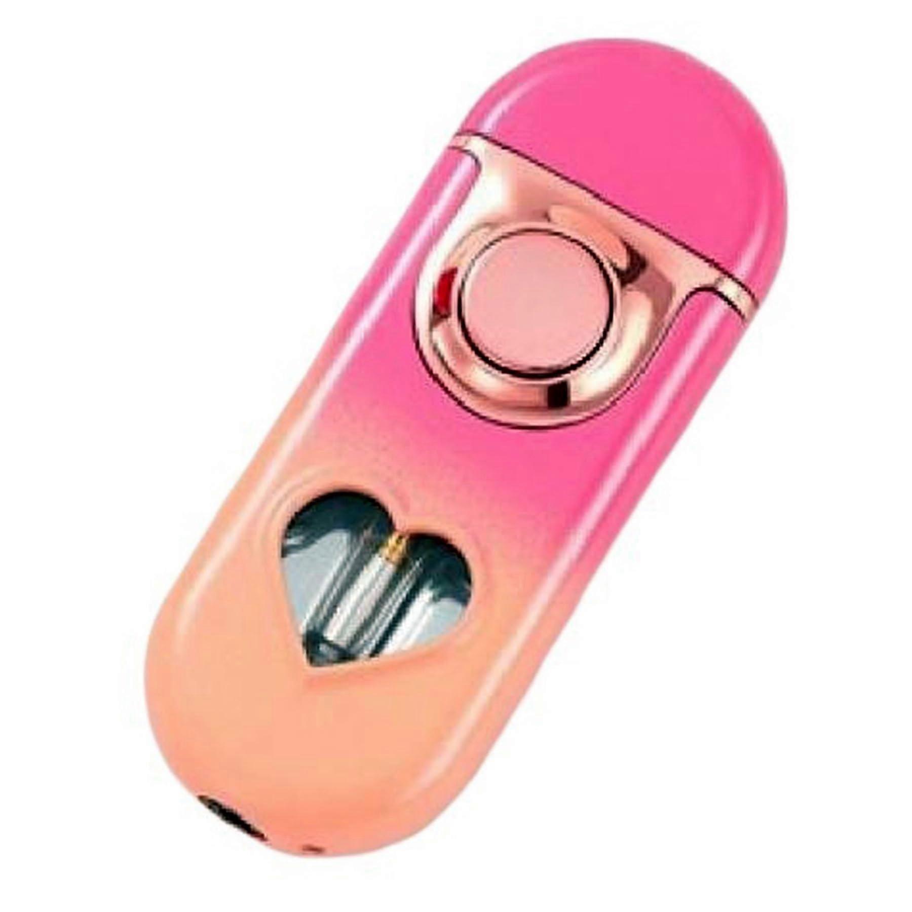 Butane Torch Lighter Dual Flame Windproof Refillable Adjustable Flame with Fuel Window Pink