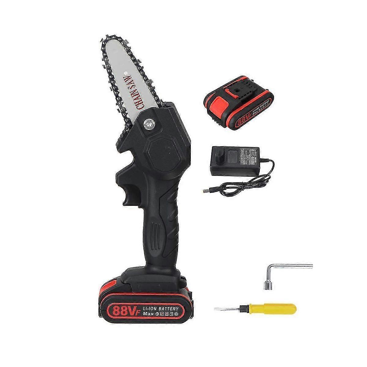 4 polegadas mini motosserra elétrica com 2 bateria de madeira poda jardim ferramenta eu plug