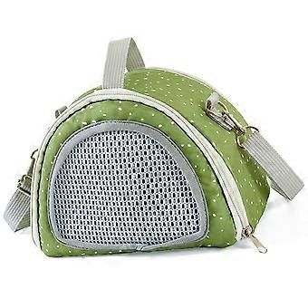 Hamsterbærepose med åndbart stof, flugtsikkert design og ventilationshuller, grøn