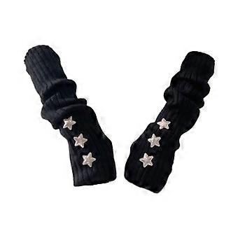 Armwarmers voor koud weer, gebreide mouwen, modieuze polswarmers in Japanse stijl, zwart met sterren.