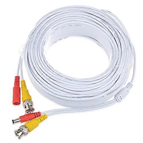 25ft White CCTV Security Camera Cable, 2in1 Video Power BNC, Amcrest Compatible