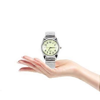 Minimalist Digital Luminous Watch For Elderly Women Christmas Gift Silver Round Accurate Timekeeping 1Pcs